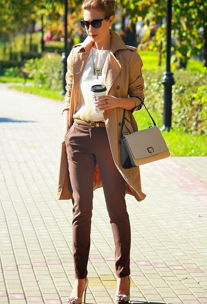 Зимние женские брюки коричневого цвета