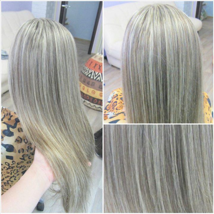 Крупное мелирование на русые волосы средней длины фото