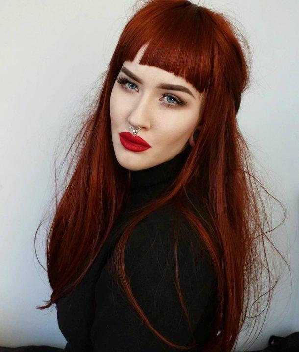 Длинные Рыжие Волосы С Челкой Фото